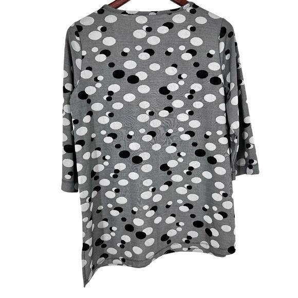 Ali Miles Sz Medium Wearable Art to Wear Gray Artsy Blouse Shirt Top Mature - Picture 9 of 9